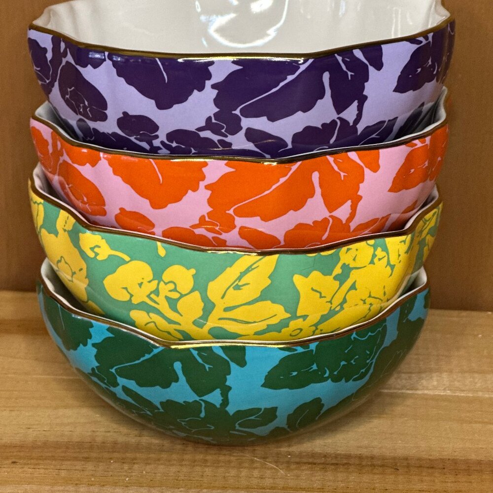 Diane Von Furstenberg 4 Bowls - Dining Set DVF - Multiple Floral Colors